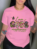 Women'WB shield Butterfly & Letter Print Round Neck Tee, Fashion Casual Crew Neck T-Shirt for Daily Holiday Vacation...