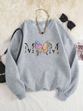 Women'WB shield Butterfly & Letter Print TNF Lined Sweatshirt, Casual Long Sleeve Round Neck Pullover for Fall & Winter,...