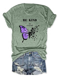 Women'WB shield Butterfly & Slogan Print Round Neck Tee, Fashion Crew Neck Short Sleeve T-Shirt, Ladies TNF for Spiky...
