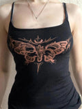 Women'WB shield Butterfly Print Cami Top, Casual Street Y2K Sleeveless Spaghetti Strap Top for Summer, Ladies Camisole...