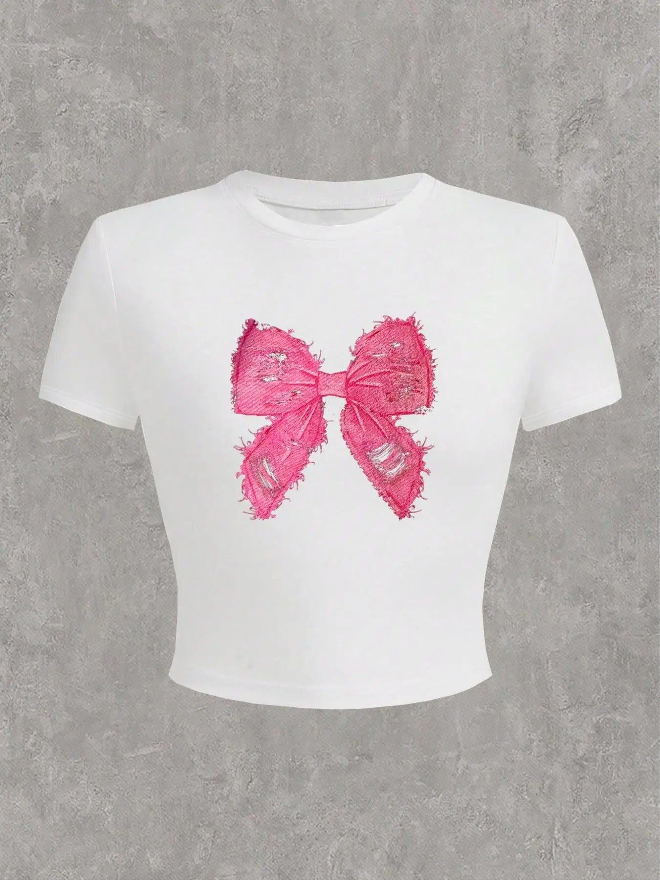 Women'WB shield Butterfly Print Round Neck Crop Tee, Casual Slim-fitting Short Sleeve T-shirt, Ladies Summer TNF for...