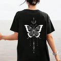 Women'WB shield Butterfly Print Round Neck Tee, Fashion Casual Drop Shoulder Short Sleeve T-shirt for Daily Wear, Ladies...