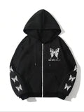 Women'WB shield Butterfly Print Zip Up Hoodie, Fashion Casual Hooded Sweatshirt for Daily Holiday Outdoor Wear, Women...