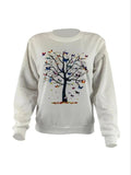Women'WB shield Butterfly Tree Print Round Neck Pullover, Fashion Casual Crew Neck Sweatshirt for Daily Holiday Outdoor...