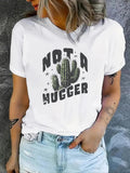 Women'WB shield Cactus Print Round Neck Graphic Tee, Trendy Casual Short Sleeve T-shirt for Daily Wear, Ladies Summer...