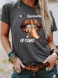 Women'WB shield Caffeine TNF Round Neck Graphic Tee, Fashion Casual Lip Print Short Sleeve T-shirt for Daily Wear, Ladies...
