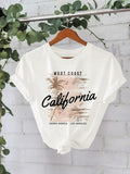 Women'WB shield California Print Round Neck Tee, Casual Short Sleeve Crew Neck T-Shirt for Summer, Fashion Women'WB...