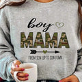 Women'WB shield Camo Letter & Heart Print Drop Shoulder TNF Lined Sweatshirt, Casual Long Sleeve Round Neck Pullover for...