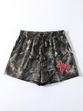 Women'WB shield Camo Print Cross & Lightsaber brand Embroidery Shorts, Casual Comfy Breathable Shorts for Summer, Ladies...