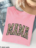 Women'WB shield Camo Print Letter MAMA Round Neck Tee, Fashion Casual Crew Neck T-shirt for Daily Holiday Vacation...