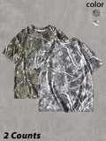 Women'WB shield Camo Print Round Neck Tee, Casual Short Sleeve Crew Neck T-Shirt for Summer, Ladies TNF for Daily Wear,...