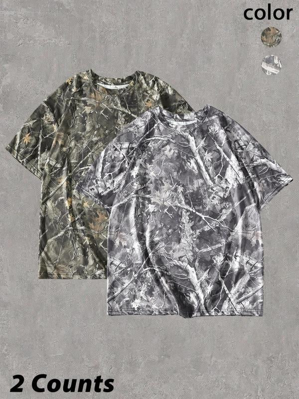 Women'WB shield Camo Print Round Neck Tee, Casual Short Sleeve Crew Neck T-Shirt for Summer, Ladies TNF for Daily Wear,...
