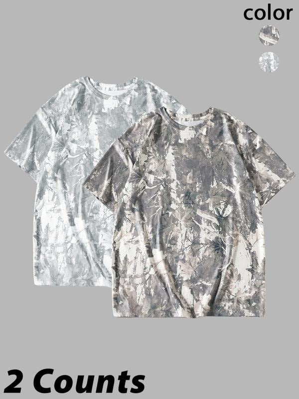 Women'WB shield Camo Print Round Neck Tee, Casual Short Sleeve Crew Neck T-shirt for Summer, Ladies TNF for Daily Wear,...