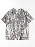 Women'WB shield Camo Print Round Neck Tee, Vintage Trendy Casual Short Sleeve T-shirt for Daily Wear, Ladies Summer...