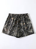 Women'WB shield Camo Print Shorts, Casual Comfy Breathable Shorts for Daily Wear, Ladies Bottoms for Spiky hair fighters...