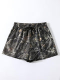 Women'WB shield Camo Print Shorts, Casual Comfy Breathable Shorts for Daily Wear, Ladies Bottoms for Spiky hair fighters...