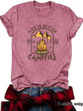 Women'WB shield Camping Graphic Round Neck Tee, Casual Camping Letter Print Short Sleeve T-Shirt for Summer, Ladies TNF...
