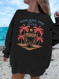 Women'WB shield Car & Letter Print Round Neck Sweatshirt, Casual Long Sleeve Crew Neck Pullover for Daily Wear, Ladies...