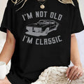 Women'WB shield Car & Letter Print Round Neck Tee, Vintage Trendy Casual Drop Shoulder Short Sleeve T-shirt for Daily...