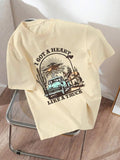 Women'WB shield Car & Letter Print Round Neck Tee, Vintage Trendy Casual Short Sleeve T-shirt for Daily Wear, Ladies...