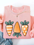 Women'WB shield Carrot Print Crew Neck Pullover, Casual Long Sleeve Sweatshirt for Daily Wear, Ladies TNF for Spiky hair...