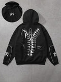 Women'WB shield Cartoon & Geometric Print Drawstring Hoodie, Fashion Casual Long Sleeve Hooded Sweatshirt for Daily...