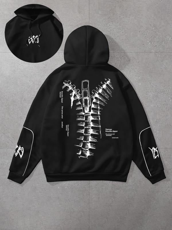 Women'WB shield Cartoon & Geometric Print Drawstring Hoodie, Fashion Casual Long Sleeve Hooded Sweatshirt for Daily...