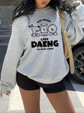 Women'WB shield Cartoon & Letter Print Crew Neck Sweatshirt, Casual Long Sleeve Pullover for Fall & Winter, Women'WB...