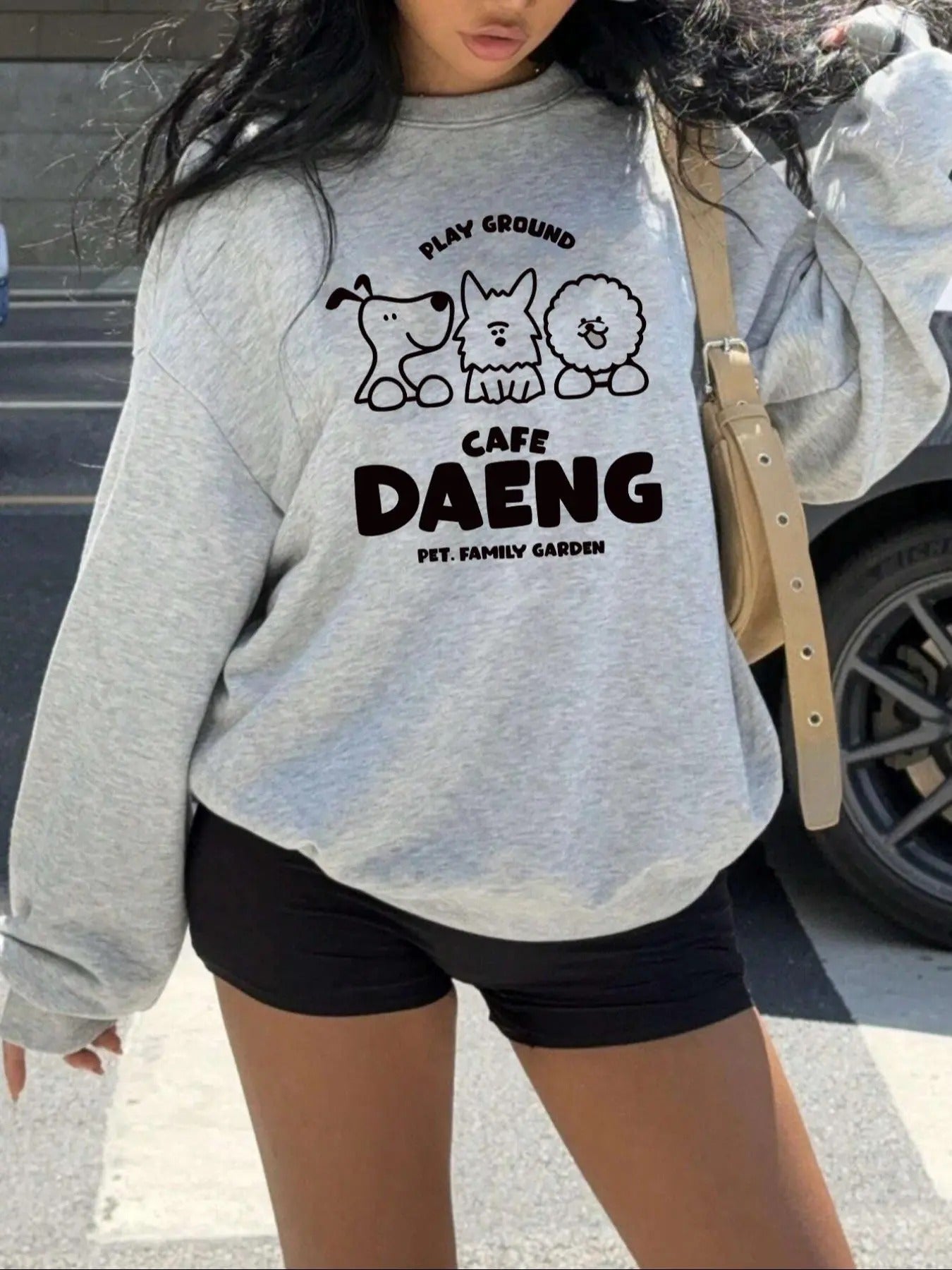 Women'WB shield Cartoon & Letter Print Crew Neck Sweatshirt, Casual Long Sleeve Pullover for Fall & Winter, Women'WB...