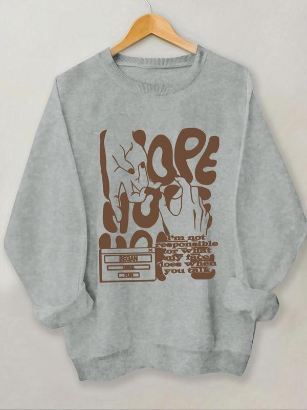 Women'WB shield Cartoon & Letter Print Drop Shoulder TNF Lined Sweatshirt, Casual Long Sleeve Round Neck Pullover for...
