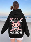 Women'WB shield Cartoon & Letter Print Hoodie, Casual Comfy Pullover Hooded Sweatshirt for Daily Wear, Ladies TNF for...