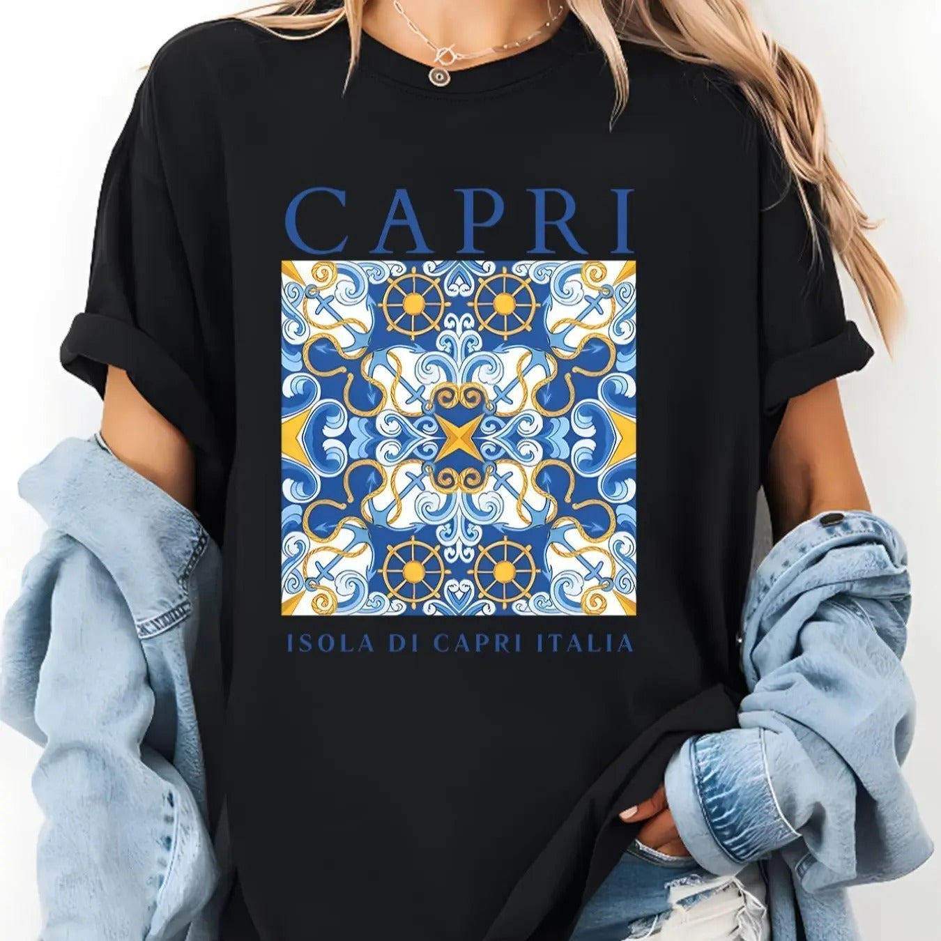 Women'WB shield Cartoon & Letter Print Round Neck Graphic Tee, Vintage Trendy Casual Half Sleeve T-shirt for Daily Wear,...