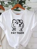 Women'WB shield Cartoon & Letter Print Round Neck Tee, Casual Crew Neck Short Sleeve T-shirt, Ladies Summer Outfit for...