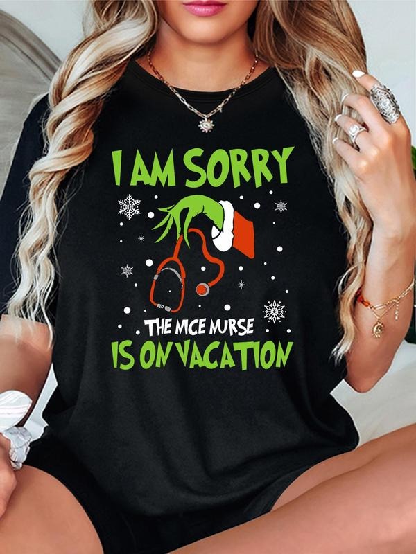 Women'WB shield Cartoon & Letter Print Round Neck Tee, Fashion Casual Crew Neck T-Shirt for Daily Holiday Vacation...