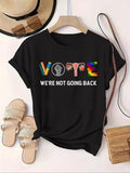 Women'WB shield Cartoon & Letter Print Round Neck Tee, Fashion Casual Crew Neck T-shirt for Daily Holiday Vacation...