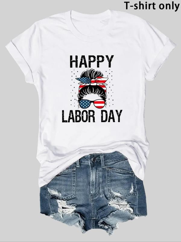 Women'WB shield Cartoon & Letter Print Round Neck Tee, Trendy Casual Short Sleeve T-shirt for Daily Wear, Ladies Spiky...