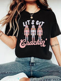 Women'WB shield Cartoon & Letter Print Round Neck Tee, Trendy Casual Short Sleeve T-shirt for Daily Wear, Ladies Spiky...