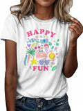 Women'WB shield Cartoon & Letter Print Short Sleeve Tee, Cute Crew Neck T-Shirt, Casual Top for Spiky hair fighters...