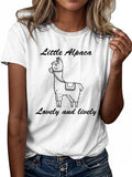 Women'WB shield Cartoon Alpaca Print Round Neck Tee, Fashion Letter Print Short Sleeve T-Shirt for Daily Outdoor Wear,...