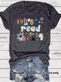 Women'WB shield Cartoon Animal & Letter Print Round Neck Tee, Fashion Casual Crew Neck T-Shirt for Daily Holiday Vacation...