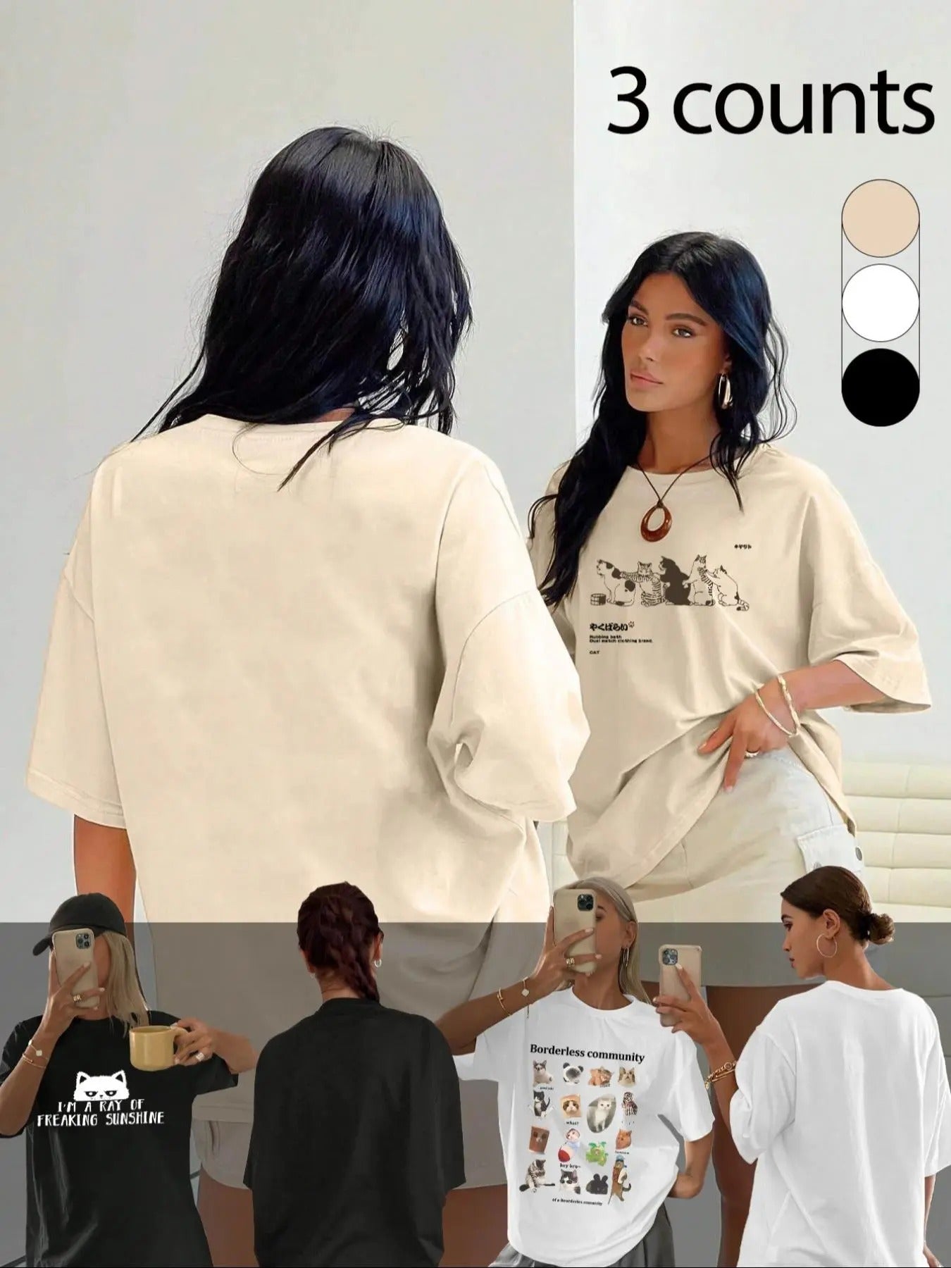 Women'WB shield Cartoon Animal & Letter Print Round Neck Tee, Fashion Casual Half Sleeve T-shirt for Daily Wear, Ladies...