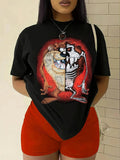 Women'WB shield Cartoon Animal Print Round Neck Tee, Fashion Casual Short Sleeve T-Shirt for Daily Outdoor Wear, Ladies...