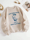 Women'WB shield Cartoon Animal Print Sweatshirt, Casual Letter Graphic Long Sleeve Pullover for Daily Wear, Ladies Fall &...