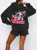 Women'WB shield Cartoon Animals & Letter Print Hoodie, Casual Long Sleeve Hooded Sweatshirt for Daily Wear, Ladies TNF...
