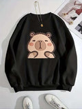 Women'WB shield Cartoon Animals Print Crew Neck Sweatshirt, Casual Long Sleeve Pullover for Daily Wear, Ladies Top for...