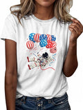 Women'WB shield Cartoon Astronaut Print Round Neck Tee, Fashion Crew Neck Short Sleeve T-Shirt for Daily Outdoor Wear,...