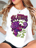 Women'WB shield Cartoon Bear & Letter Print Round Neck Tee, Fashion Casual Short Sleeve T-shirt for Daily Wear, Ladies...