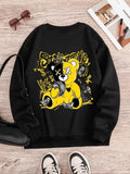 Women'WB shield Cartoon Bear Graphic Print Crew Neck Sweatshirt, Casual Drop Shoulder Long Sleeve Pullover, Women'WB...