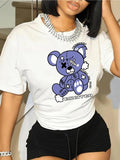 Women'WB shield Cartoon Bear Graphic Print Drop Shoulder T-Shirt, Summer TNF Women, Casual Short Sleeve Tee for Summer...