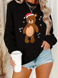 Women'WB shield Cartoon Bear Print Crew Neck Pullover, Casual Long Sleeve Sweatshirt for Fall & Winter, Women'WB shield...